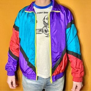 Vintage 90s purple, blue, red & yellow colorblock windbreaker 🌀